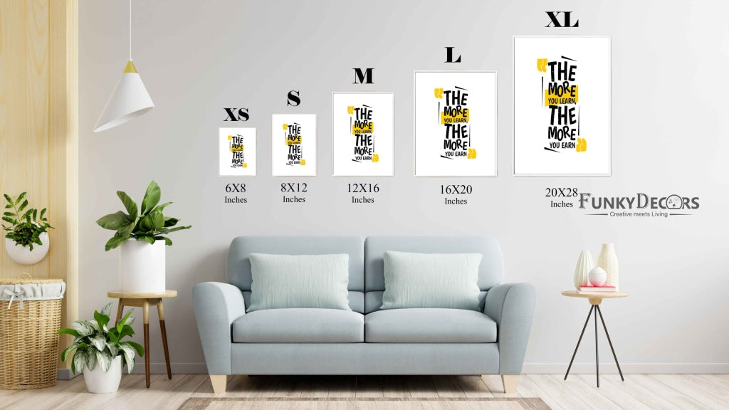The More You Learn Earn - Motivation Quotes Art Frame For Wall Decor- Funkydecors Posters Prints &amp;