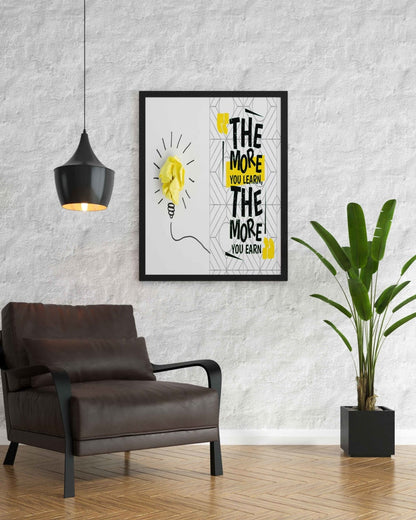 The More You Learn Earn - Motivation Quotes Art Frame For Wall Decor- Funkydecors Xs / Black Posters