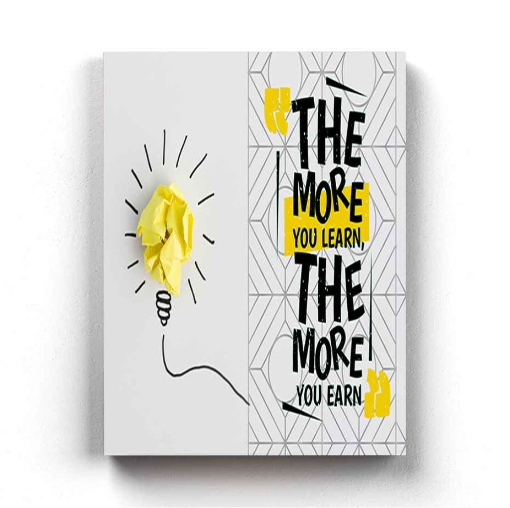 The More You Learn Earn - Motivation Quotes Art Frame For Wall Decor- Funkydecors Xs / Canvas