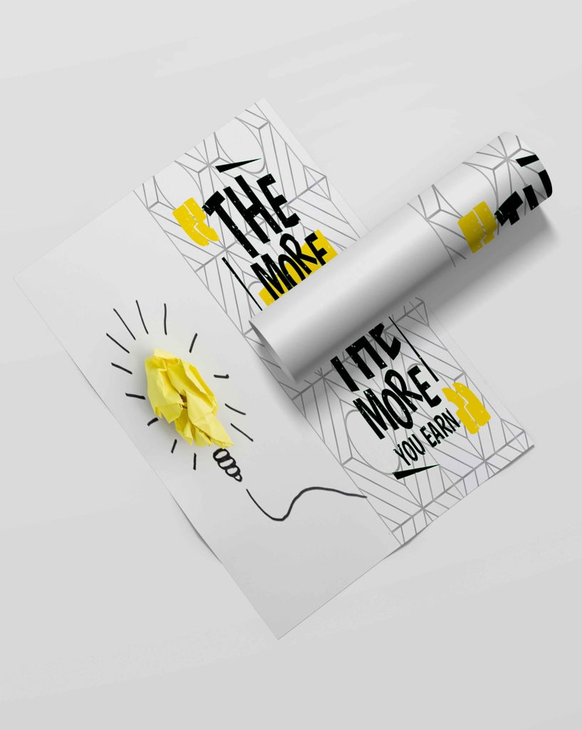 The More You Learn Earn - Motivation Quotes Art Frame For Wall Decor- Funkydecors Xs / Roll Posters