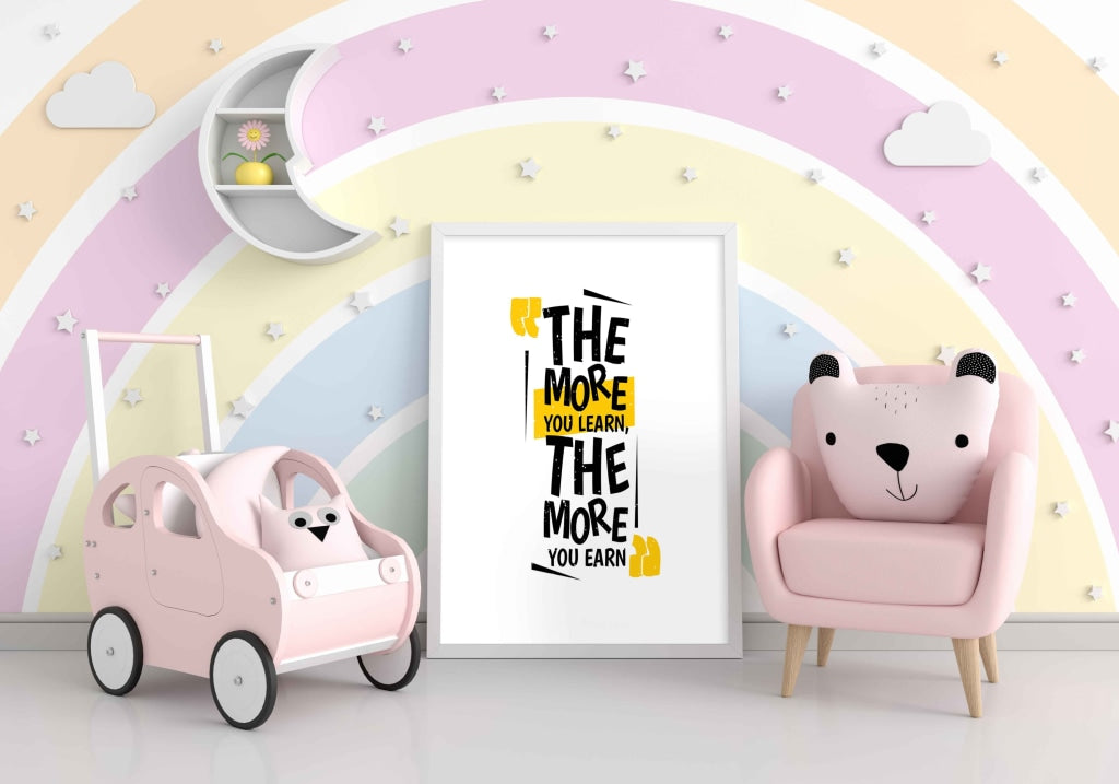 The More You Learn Earn - Motivation Quotes Art Frame For Wall Decor- Funkydecors Xs / White Posters