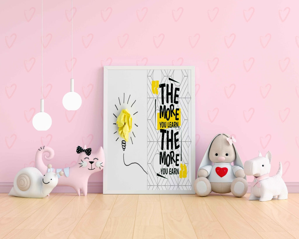The More You Learn Earn - Motivation Quotes Art Frame For Wall Decor- Funkydecors Xs / White Posters