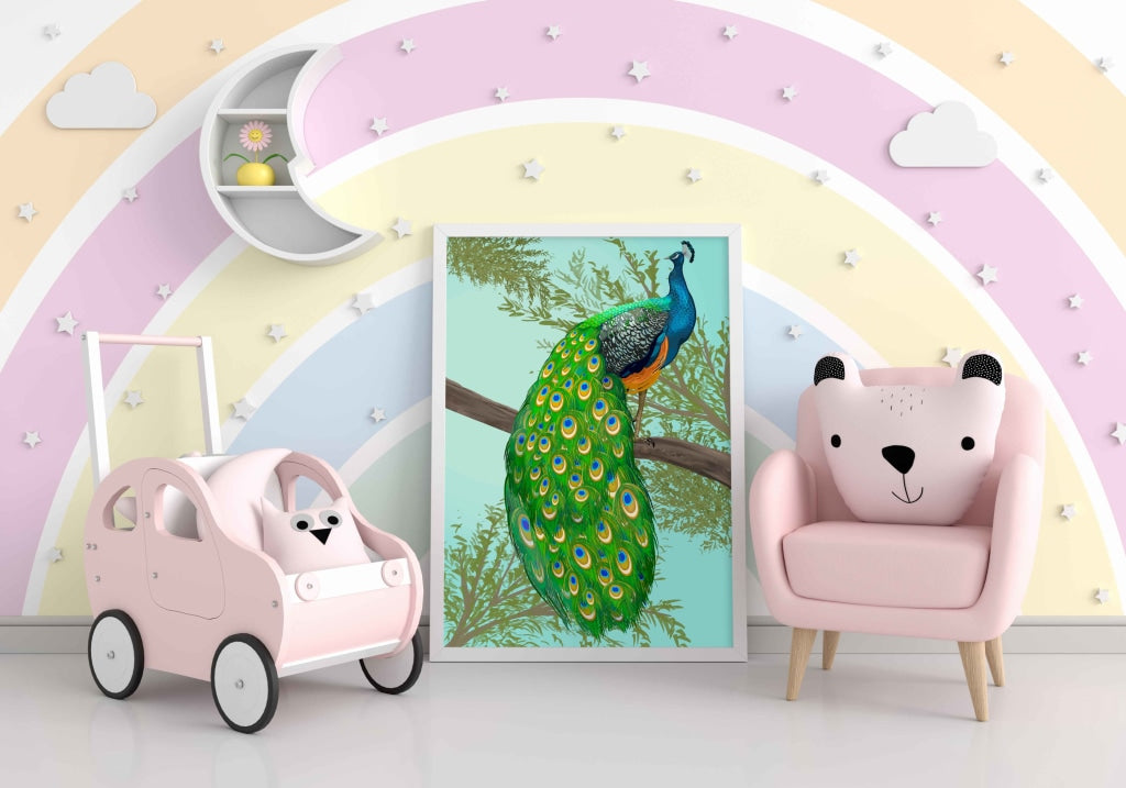 The Peacock Spring - Animal Art Frame For Wall Decor- Funkydecors Xs / White Posters Prints &amp; Visual