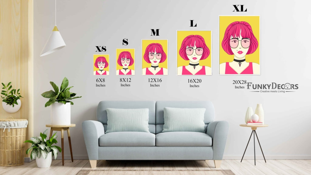 The Pink Girl Portrait Art Frame For Wall Decor- Funkydecors Posters Prints & Visual Artwork