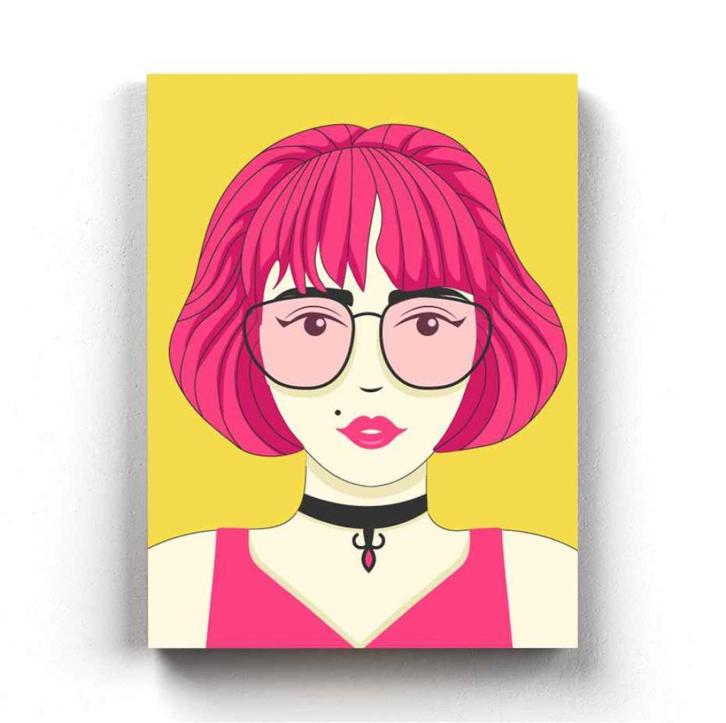 The Pink Girl Portrait Art Frame For Wall Decor- Funkydecors Xs / Canvas Posters Prints & Visual