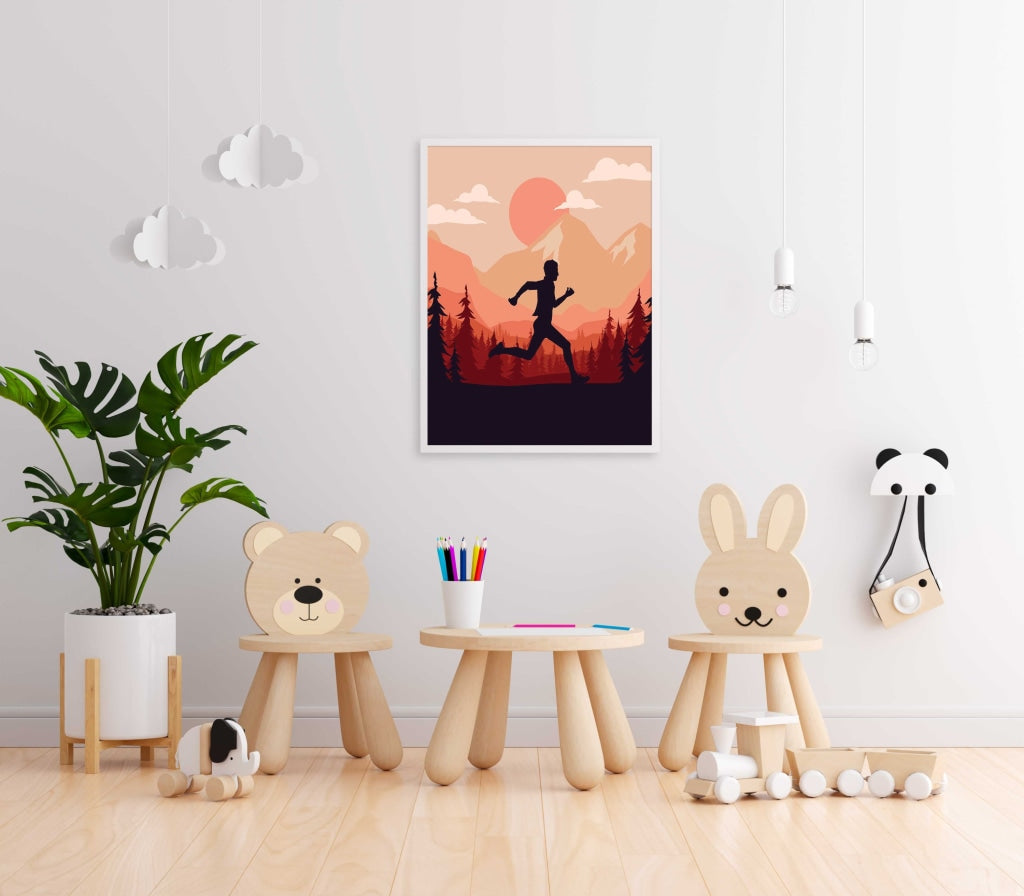 The Runner - Sports Art Frame For Wall Decor- Funkydecors Xs / White Posters Prints &amp; Visual Artwork