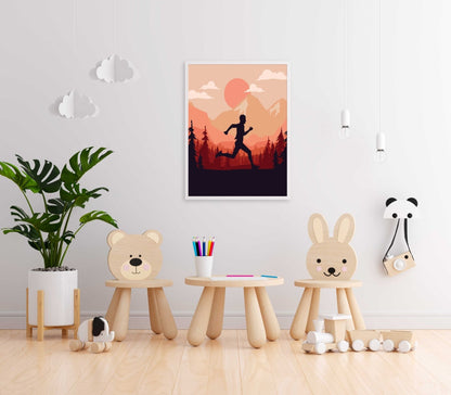 The Runner - Sports Art Frame For Wall Decor- Funkydecors Xs / White Posters Prints & Visual Artwork