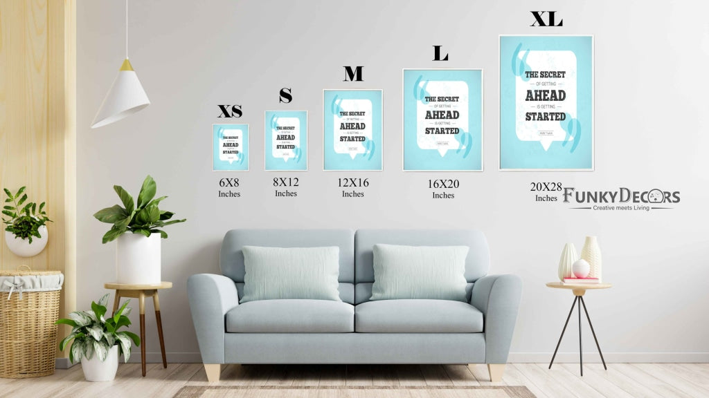 The Secret Of Getting Ahead Is Started - Motivation Quotes Art Frame For Wall Decor- Funkydecors