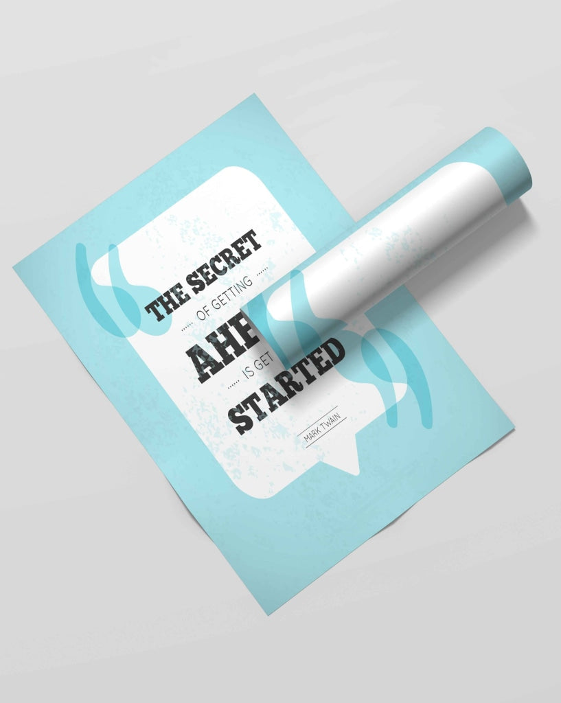 The Secret Of Getting Ahead Is Started - Motivation Quotes Art Frame For Wall Decor- Funkydecors Xs