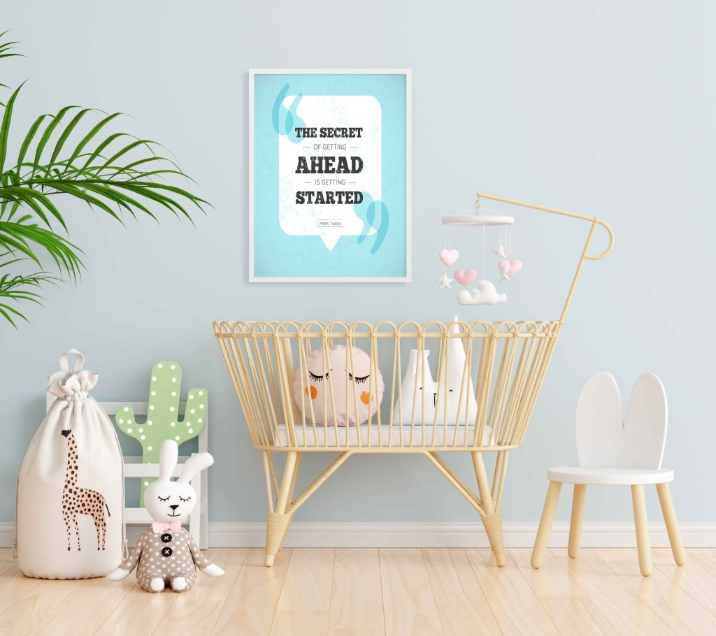 The Secret Of Getting Ahead Is Started - Motivation Quotes Art Frame For Wall Decor- Funkydecors Xs
