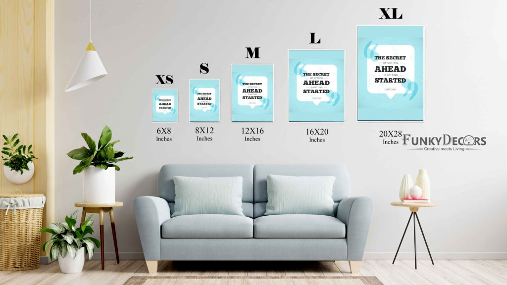 The Secret Of Getting Ahead Is Started Quotes Art Frame For Wall Decor- Funkydecors Posters Prints &