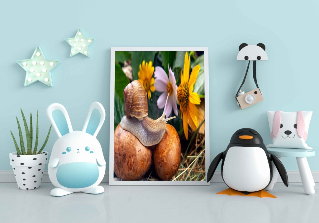 The Sluggish Snail - Animal Art Frame For Wall Decor- Funkydecors Xs / White Posters Prints &amp; Visual