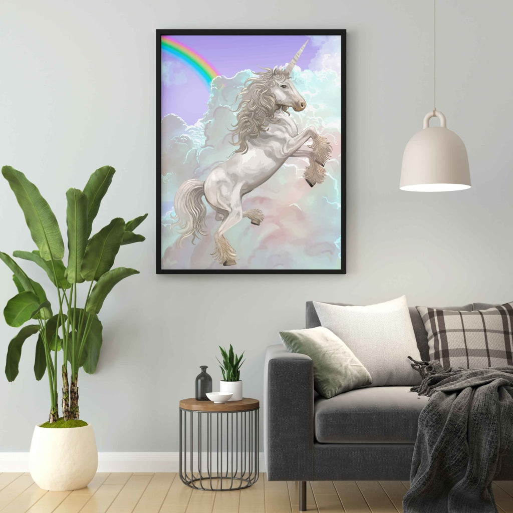 The Sparkling Unicorn - Animal Art Frame For Wall Decor- Funkydecors Xs / Black Posters Prints &