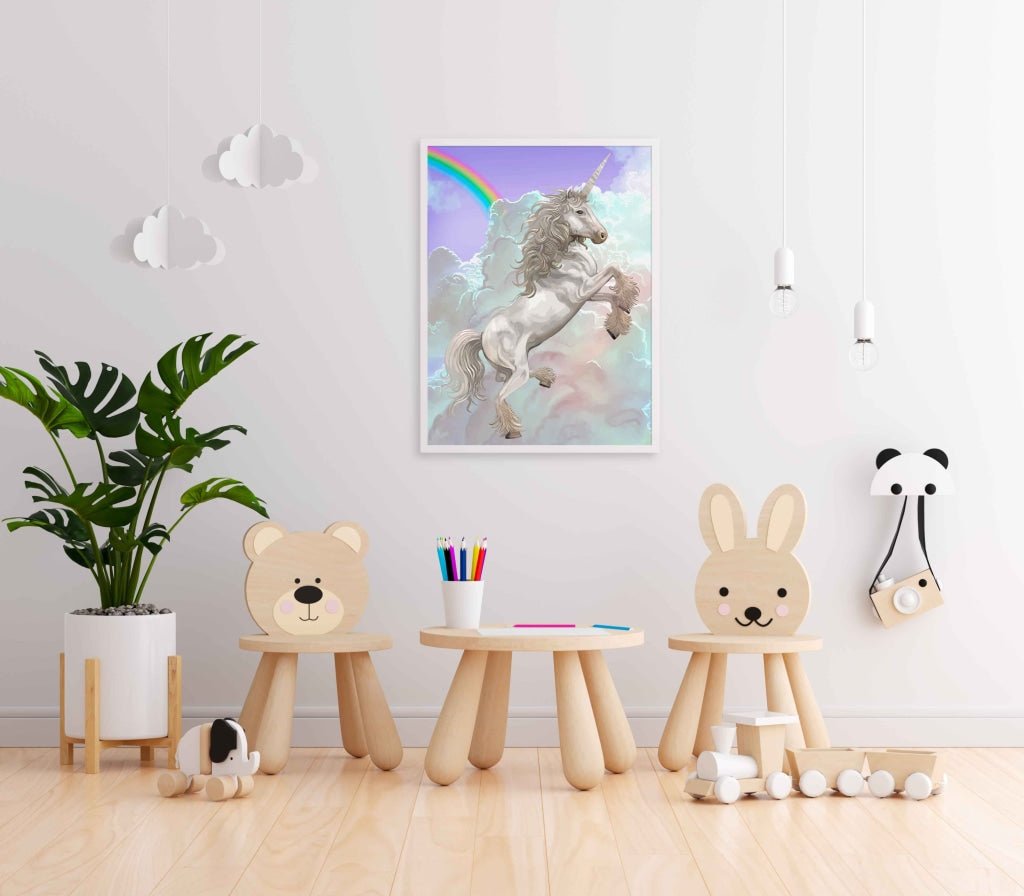 The Sparkling Unicorn - Animal Art Frame For Wall Decor- Funkydecors Xs / White Posters Prints &