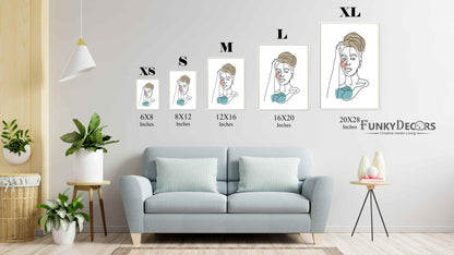 The Story Of Line Art - Women Portrait Frame For Wall Decor- Funkydecors Posters Prints & Visual