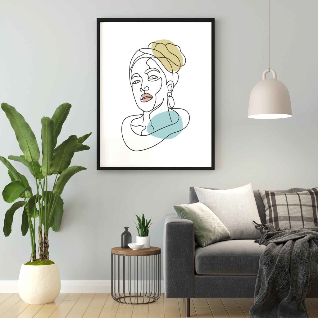 The Story Of Line Art - Women Portrait Frame For Wall Decor- Funkydecors Xs / Black Posters Prints &amp;