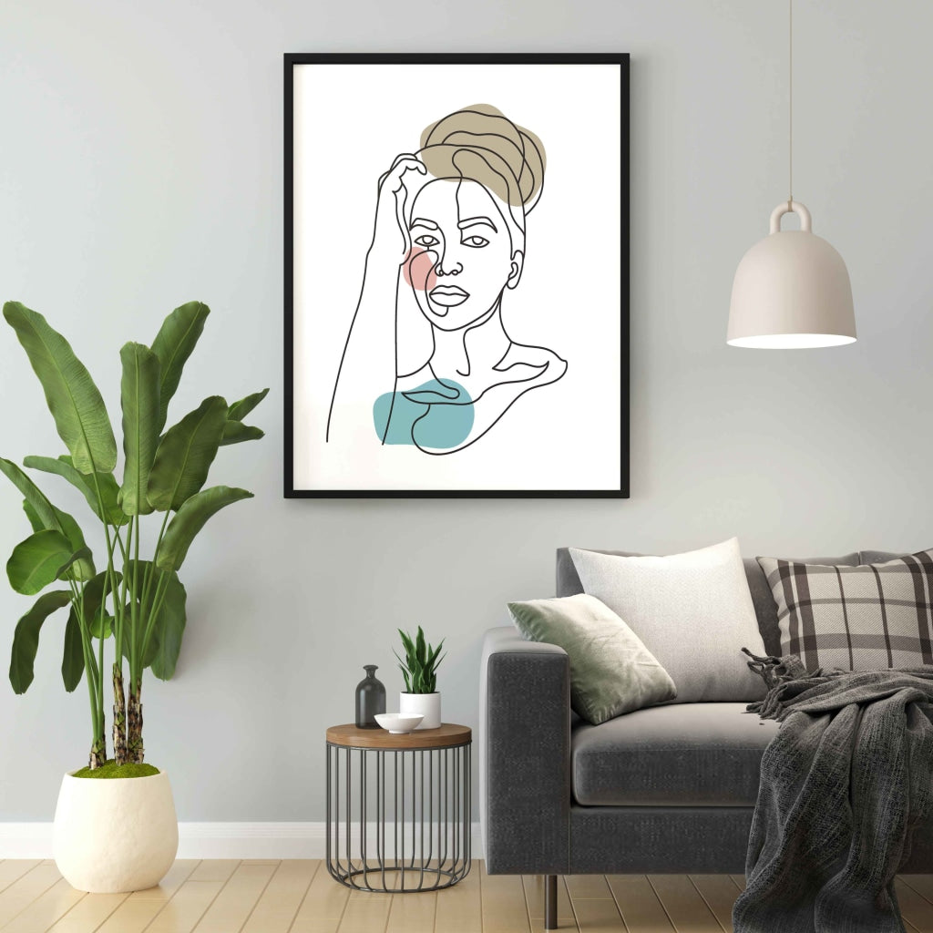 The Story Of Line Art - Women Portrait Frame For Wall Decor- Funkydecors Xs / Black Posters Prints &
