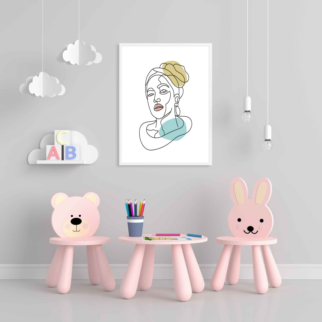 The Story Of Line Art - Women Portrait Frame For Wall Decor- Funkydecors Xs / White Posters Prints &