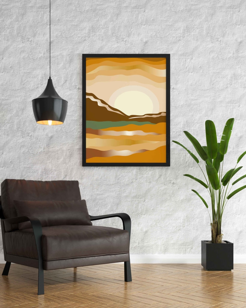 The Sunset Route - Abstract Art Frame For Wall Decor- Funkydecors Xs / Black Posters Prints &amp; Visual