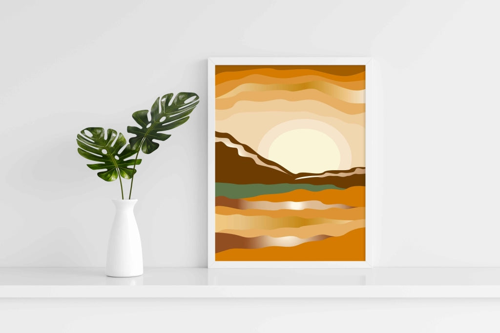 The Sunset Route - Abstract Art Frame For Wall Decor- Funkydecors Xs / White Posters Prints &amp; Visual