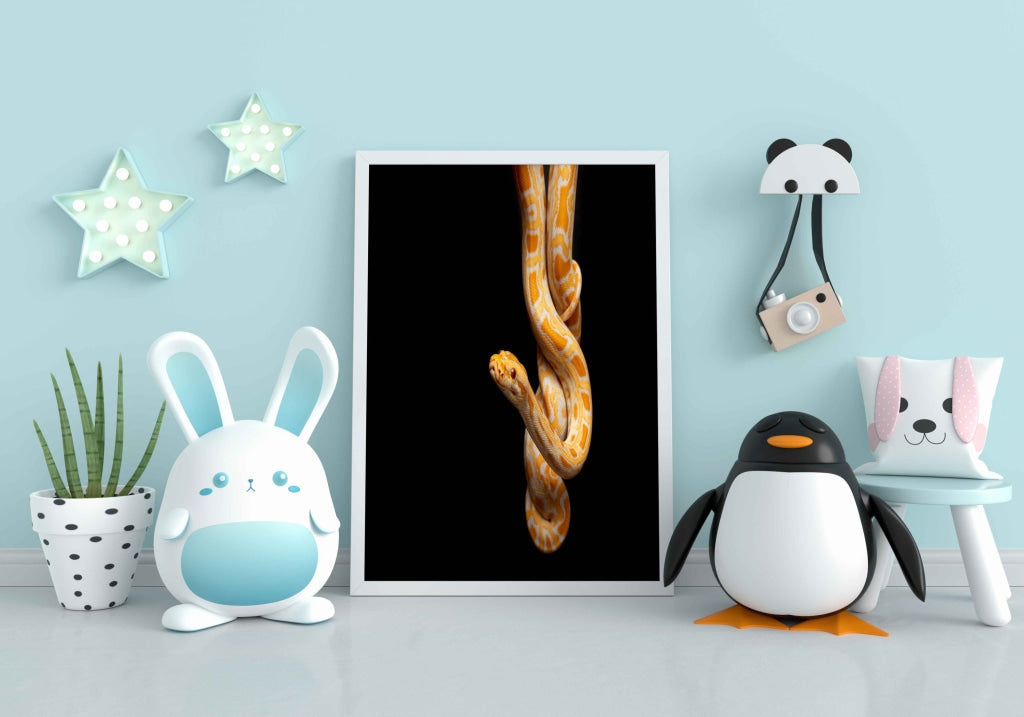 The Yellow Python - Animal Art Frame For Wall Decor- Funkydecors Xs / White Posters Prints &amp; Visual