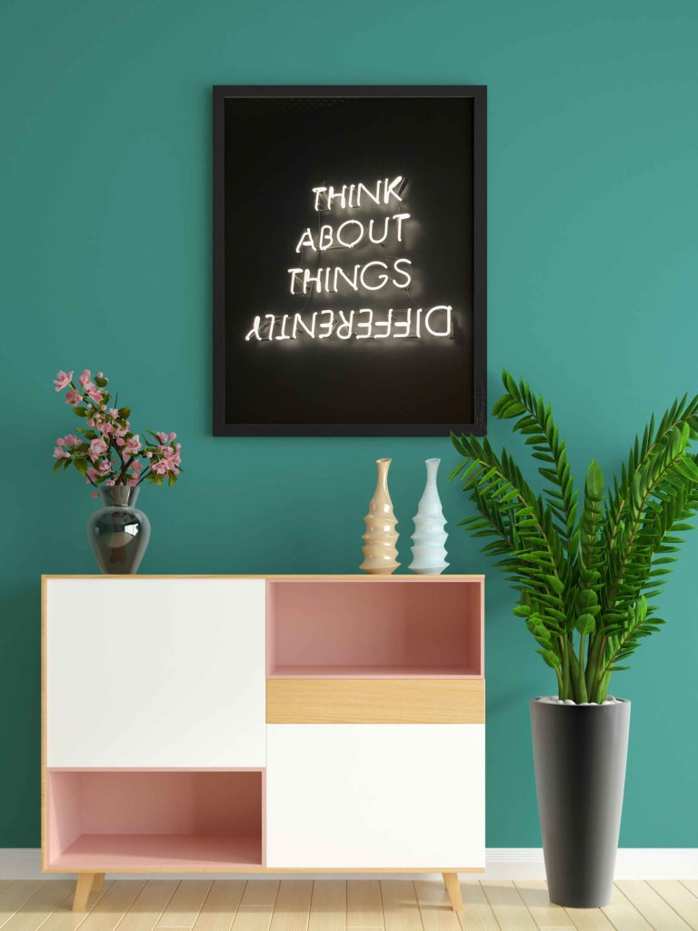 Think About Things Differently - Quotes Art Frame For Wall Decor- Funkydecors Xs / Black Posters