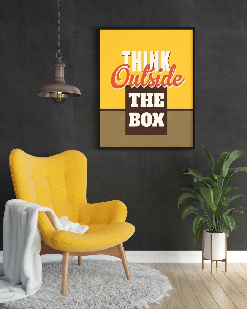 Think Outside The Box - Inspirational Quotes Art Frame For Wall Decor- Funkydecors Xs / Black