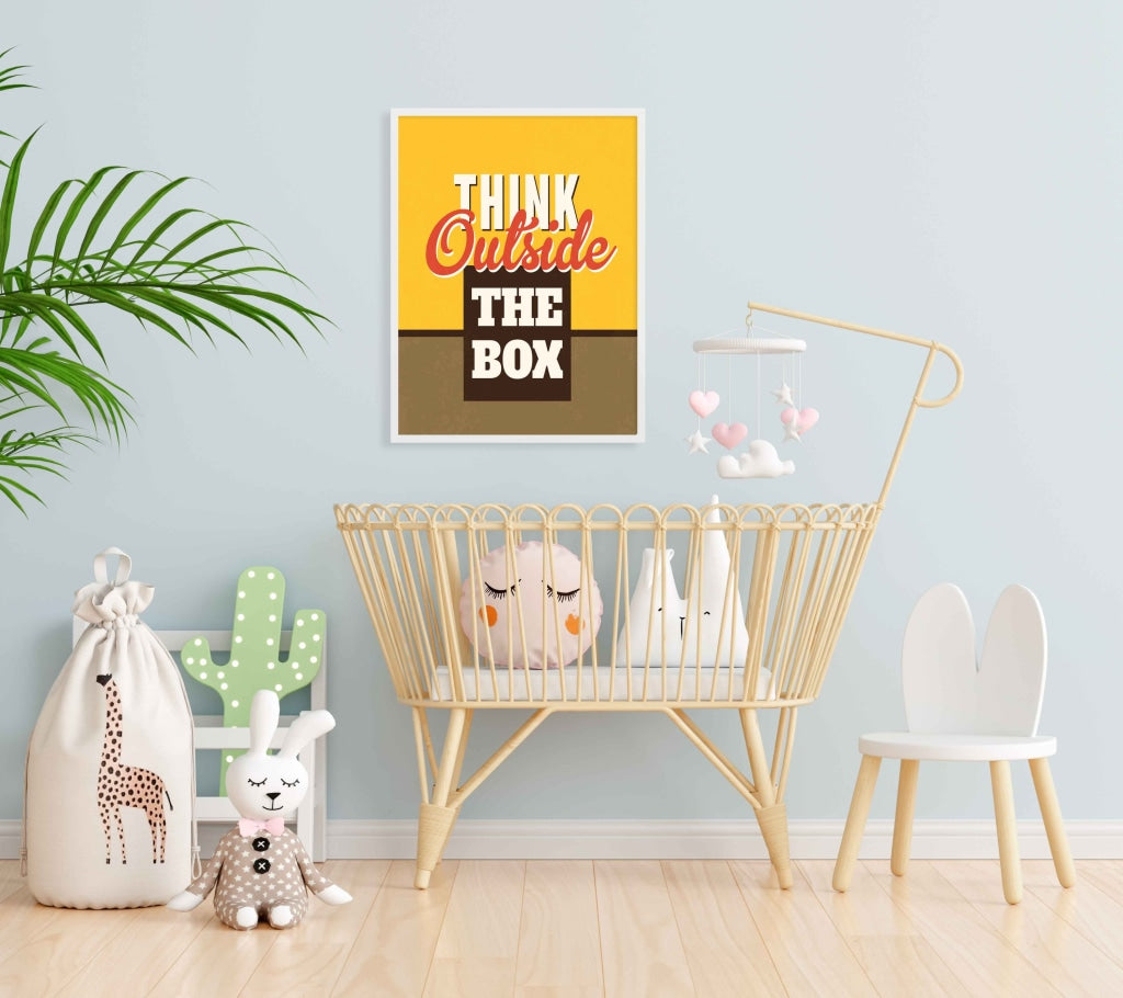 Think Outside The Box - Inspirational Quotes Art Frame For Wall Decor- Funkydecors Xs / White