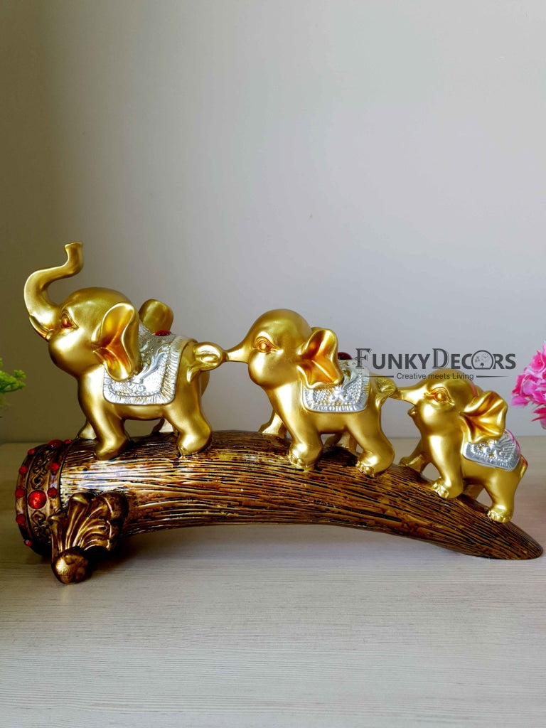 Three Elephant Sculpture Figurines Statue For Tv Cabinet Bookshelf Bedroom Decorative Showpiece