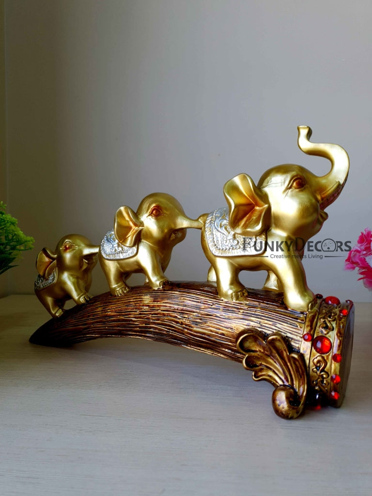 Three Elephant Sculpture Figurines Statue For Tv Cabinet Bookshelf Bedroom Decorative Showpiece