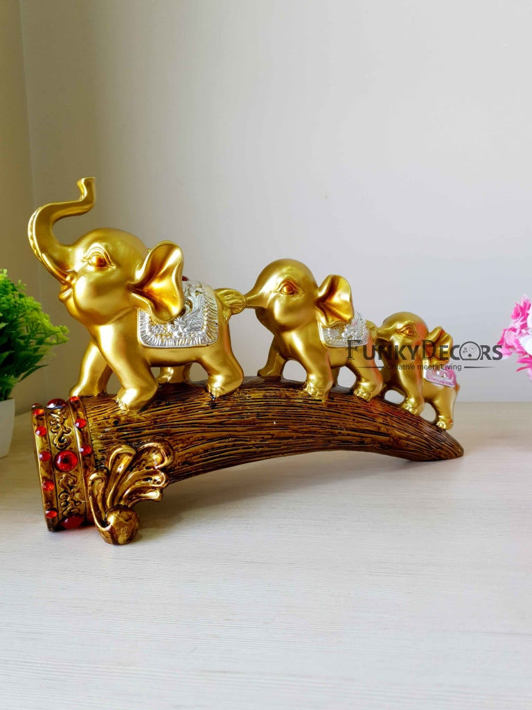 Three Elephant Sculpture Figurines Statue For Tv Cabinet Bookshelf Bedroom Decorative Showpiece