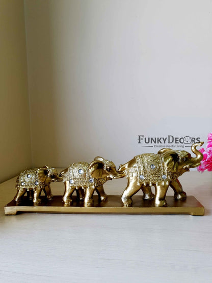 Three Elephant Sculpture Figurines Statue For Tv Cabinet Bookshelf Bedroom Decorative Showpiece