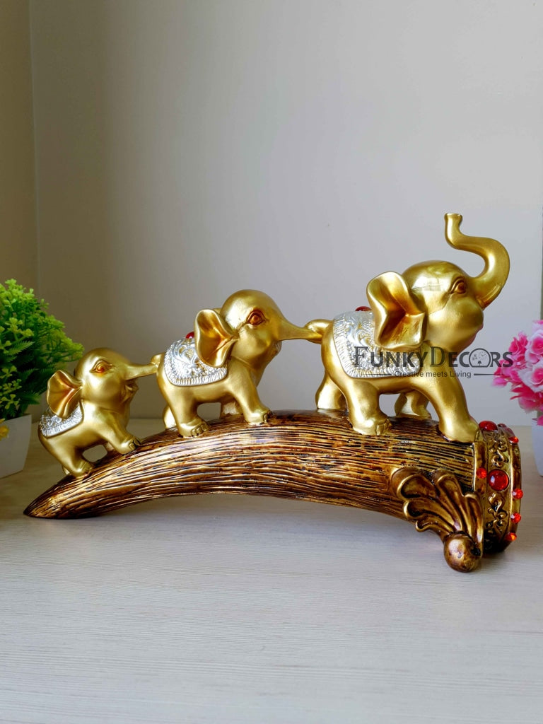 Three Elephant Sculpture Figurines Statue For Tv Cabinet Bookshelf Bedroom Decorative Showpiece