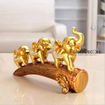 Three Elephant Sculpture Figurines Statue For Tv Cabinet Bookshelf Bedroom Decorative Showpiece