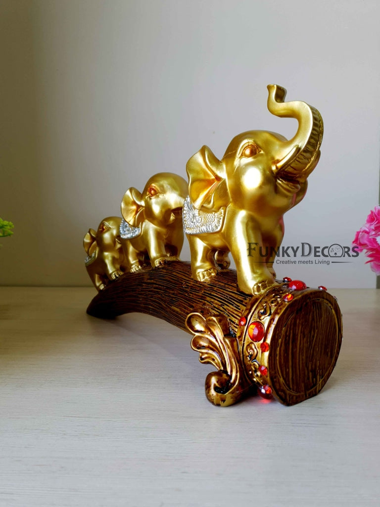 Three Elephant Sculpture Figurines Statue For Tv Cabinet Bookshelf Bedroom Decorative Showpiece