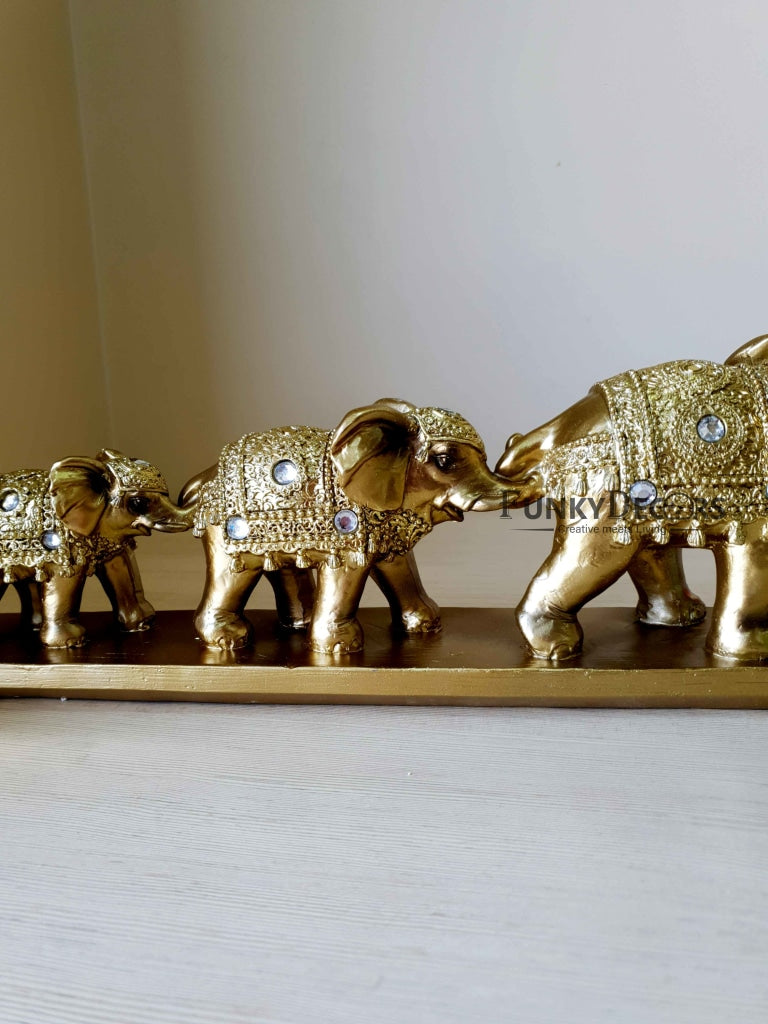 Three Elephant Sculpture Figurines Statue For Tv Cabinet Bookshelf Bedroom Decorative Showpiece