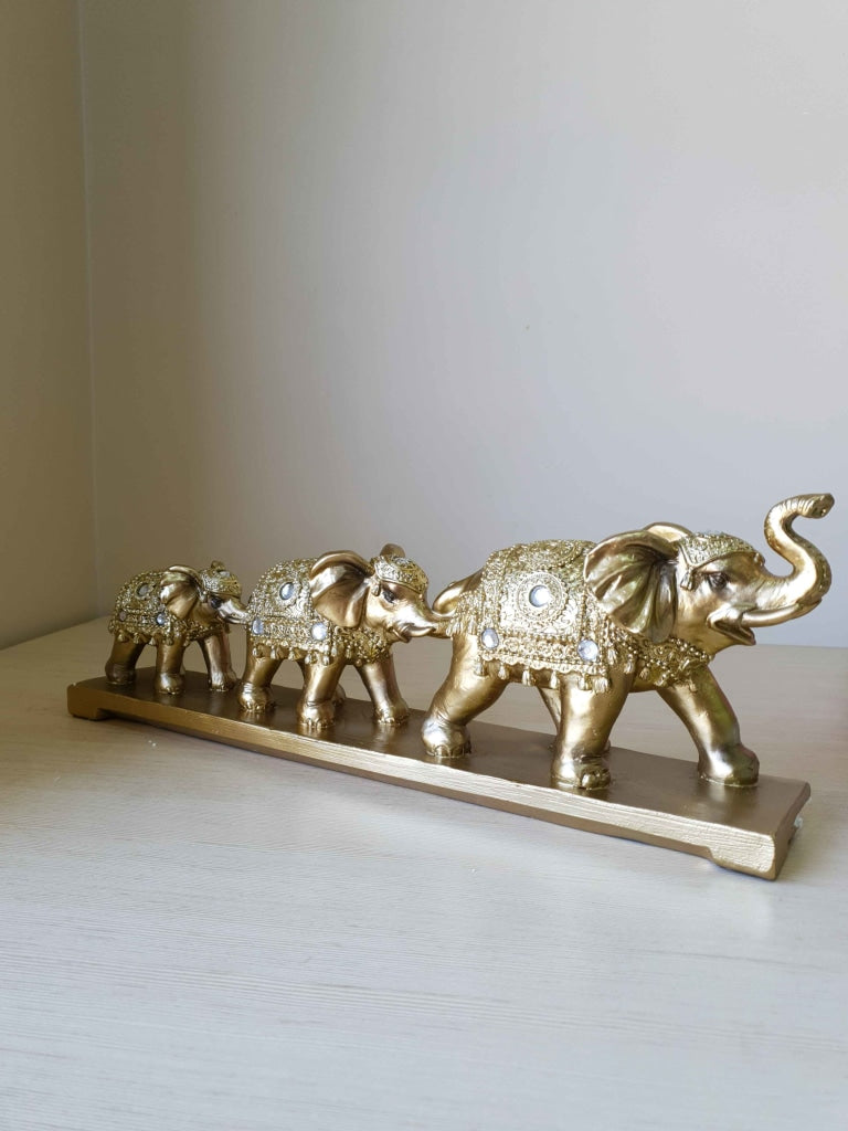 Three Elephant Sculpture Figurines Statue For Tv Cabinet Bookshelf Bedroom Decorative Showpiece