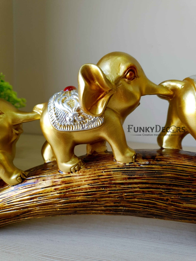 Three Elephant Sculpture Figurines Statue For Tv Cabinet Bookshelf Bedroom Decorative Showpiece