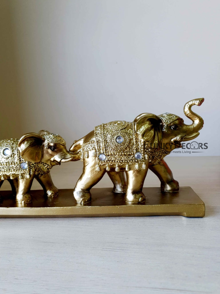 Three Elephant Sculpture Figurines Statue For Tv Cabinet Bookshelf Bedroom Decorative Showpiece