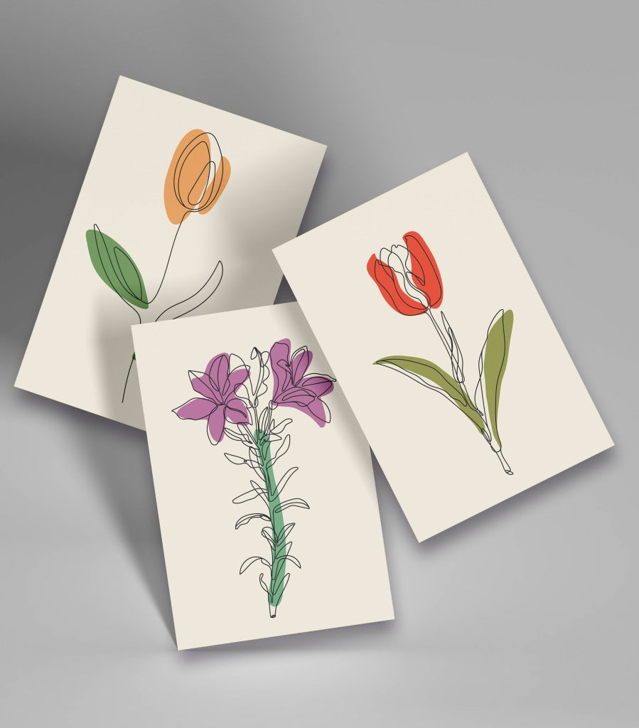 Tulip 3 Panels Art Frame For Wall Decor- Funkydecors Xs / Roll Posters Prints &amp; Visual Artwork