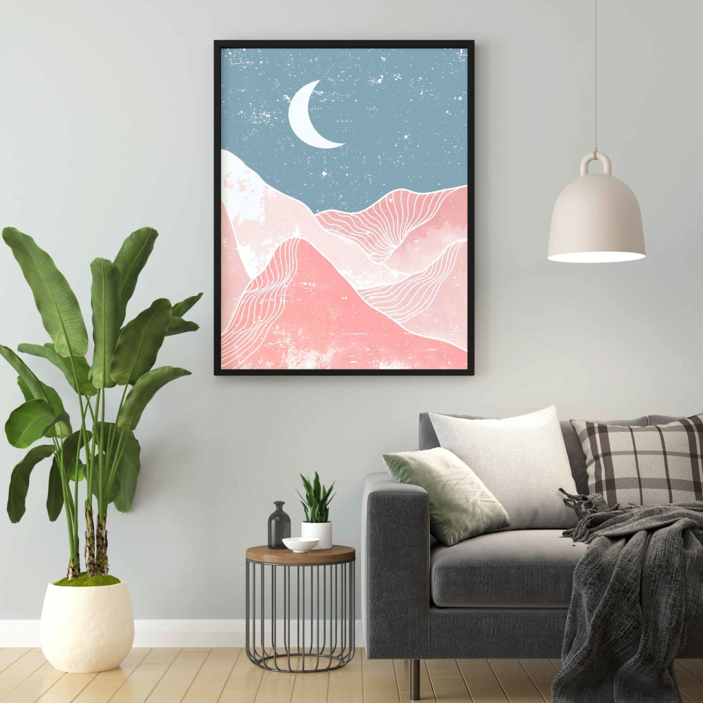 Under The Moon - Minimal Art Frame For Wall Decor- Funkydecors Xs / Black Posters Prints &amp; Visual