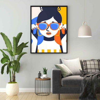 Vibrant Women Portrait Art Frame For Wall Decor- Funkydecors Xs / Black Posters Prints & Visual