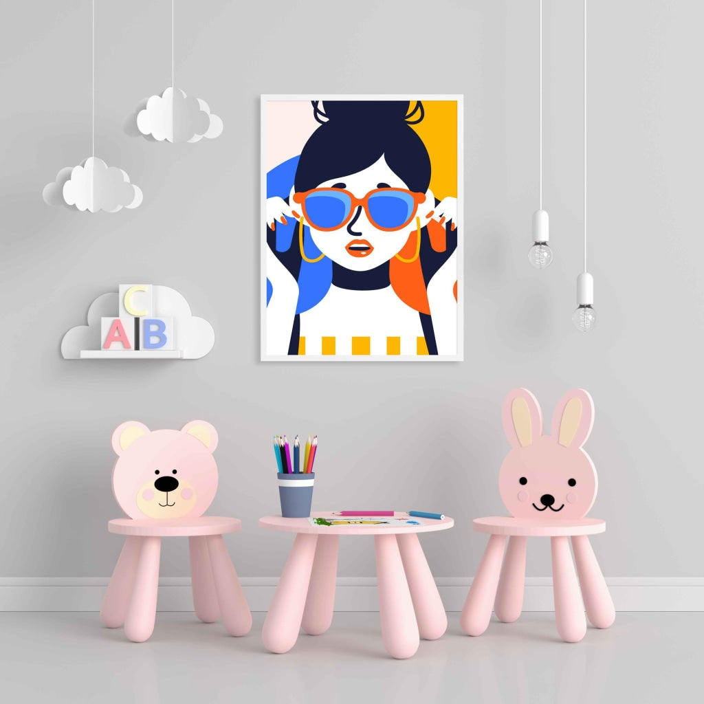 Vibrant Women Portrait Art Frame For Wall Decor- Funkydecors Xs / White Posters Prints & Visual