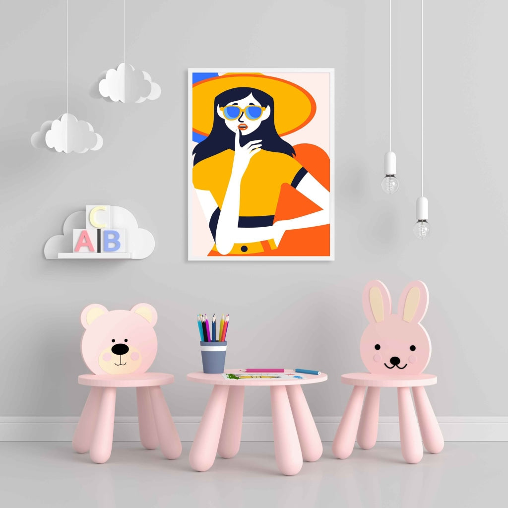 Vibrant Women Portrait Art Frame For Wall Decor- Funkydecors Xs / White Posters Prints & Visual