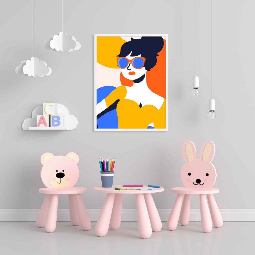 Vibrant Women Portrait Art Frame For Wall Decor- Funkydecors Xs / White Posters Prints & Visual