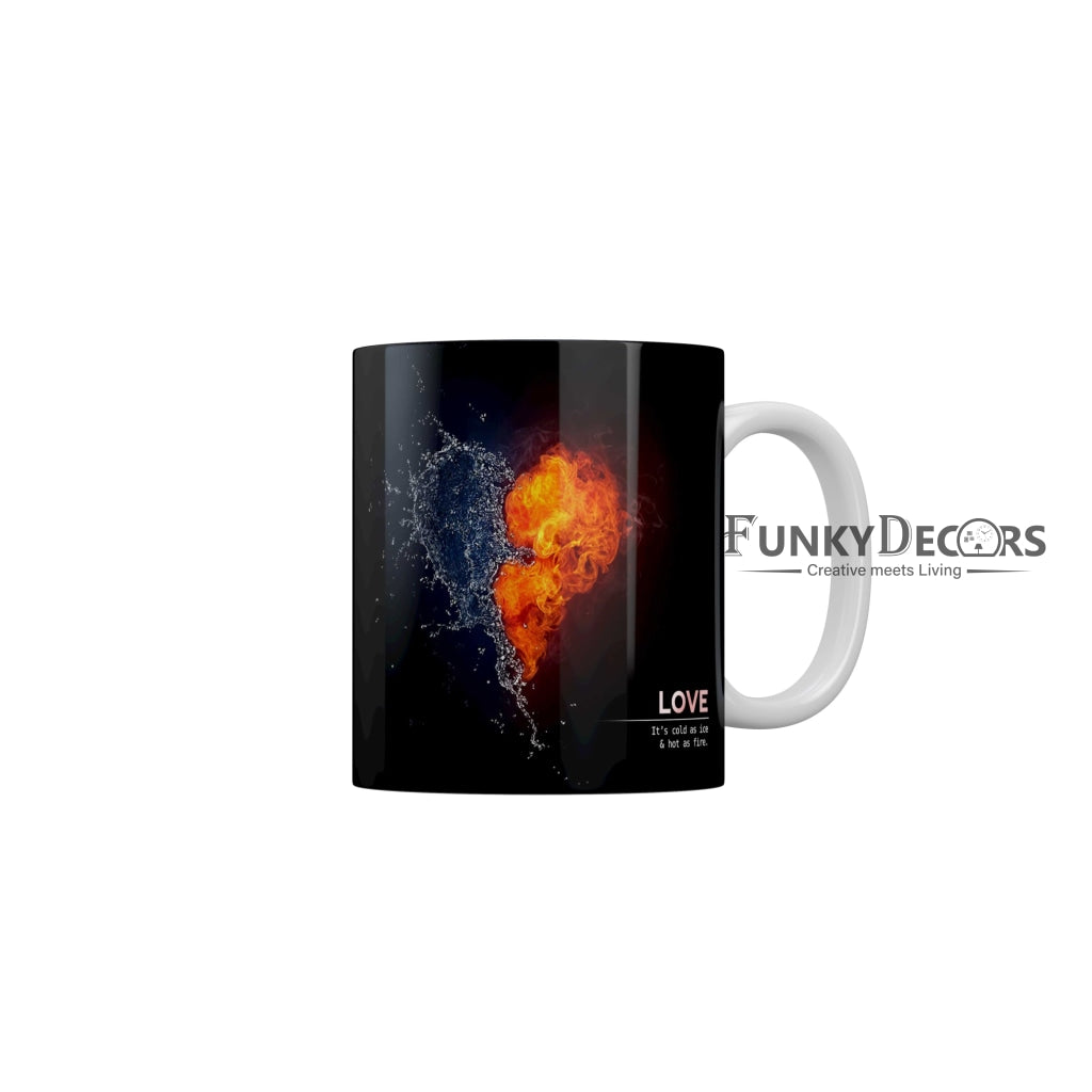Water and Fire Heart Love Ceramic Coffee Mug 350 ml-FunkyDecors