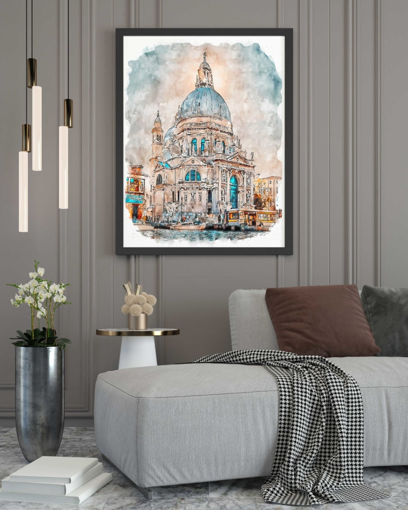 Watercolour Art - Architectural Frame For Wall Decor- Funkydecors Xs / Black Posters Prints &amp; Visual