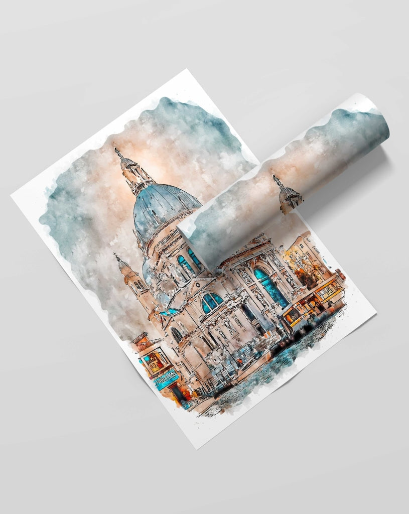 Watercolour Art - Architectural Frame For Wall Decor- Funkydecors Xs / Roll Posters Prints &amp; Visual