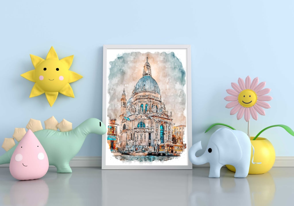 Watercolour Art - Architectural Frame For Wall Decor- Funkydecors Xs / White Posters Prints &amp; Visual