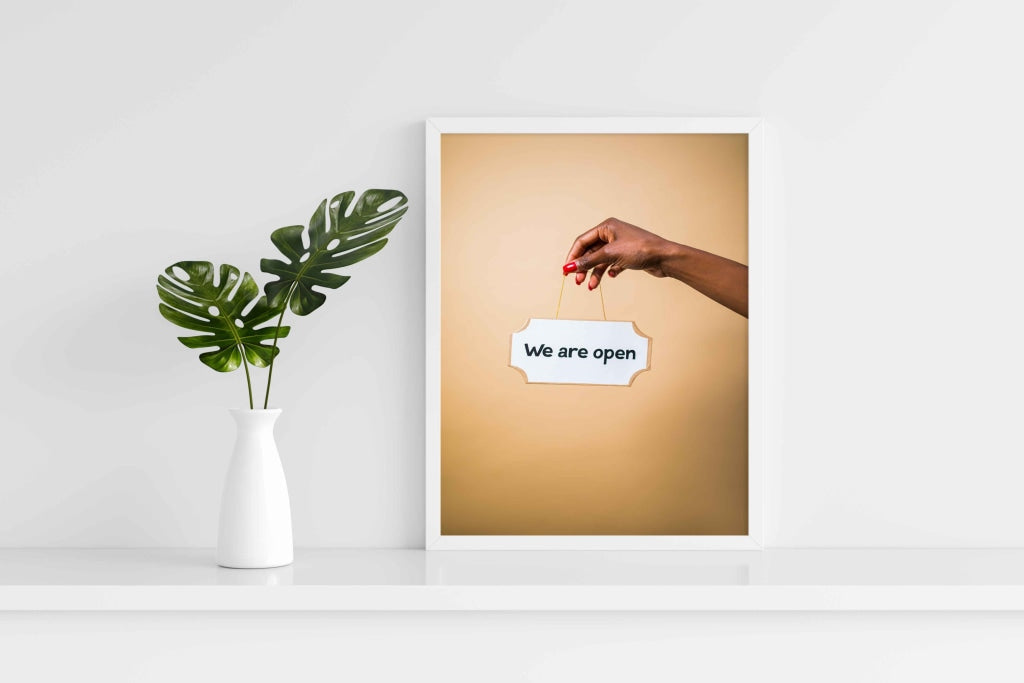We Are Open - Business Art Frame For Wall Decor- Funkydecors Xs / White Posters Prints & Visual